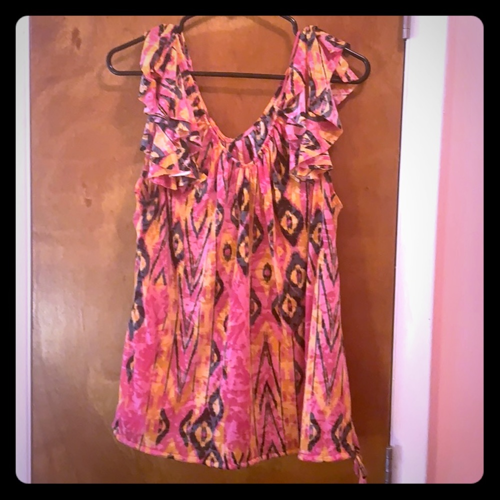 V Neck tank with flutter sleeves